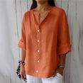 thumbnail image 2 of Cotton Linen Tops For Women，Flowy Tops For Women Button V Neck Womens Gauze Tops Cotton Linen Shirts For Women Gauze Shirts For Women Women'S Linen Henley Shirts Summer Blouses For Women, 2 of 5
