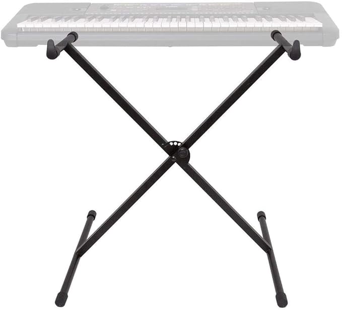 LCOKEIY Height Adjustable Keyboard Stand With Quick Release Mechanism -Single X Foldable Heavy Duty Instrument Stand With Locking Straps for 54-61-88 Key Electronic Pianos