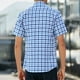 thumbnail image 3 of Blusa y camisa de manga corta con cuello vuelto para hombre, informal, a cuadros, con solapa y botones, de moda, de manga larga, 3 of 8