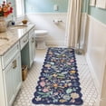 thumbnail image 2 of 2x6 Hallway Floral Rug Runner: Washable Non Slip Low Pile Area For Kitchen Front Door Soft Water Resistant Carpet Bathroom Light Weight Durable Floor Mat Bedroom Nursery(2x6/blue/purple), 2 of 7