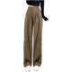 thumbnail image 3 of Pantalones casuales Pantalones de pana de pierna ancha Pantalón de color sólido Pantalón largo suelto de cintura alta, 3 of 5