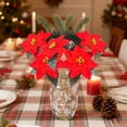 thumbnail image 6 of Christmas Artificial Poinsettia Bouquet with Red Berry for Vase Fillers, Home Holiday Bush, Indoor Floral, Cemetery Flowers, Centerpieces, 6 of 6