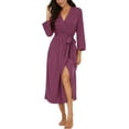 thumbnail image 1 of Peignoir pour Femmes Léger à Manches 3/4, Robe de Chambre Kimono à Col en V, Longue Tenue de Nuit, 1 of 5