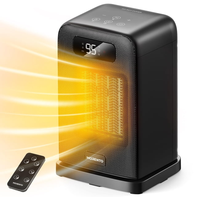 MORENTO Calentadores de espacio para uso interior, calentador eléctrico de 1500 W, calentador de escritorio con modos de calefacción y ventilador en oficina con termostato, calentadores de espacio peq