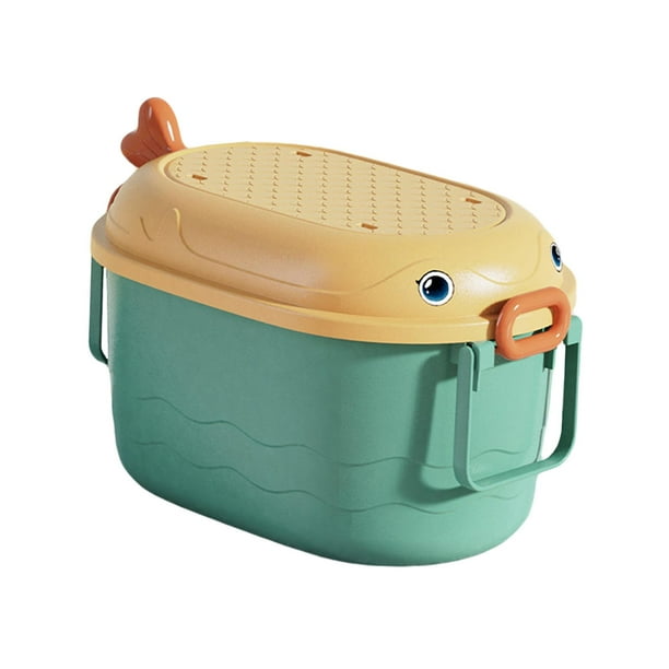 Household Toy Storage Organizer Box with Casters Stackable Kids Toy Storage Bins Yellow Green Small