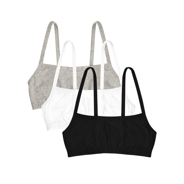 Fruit of the Loom Girls Pull Over Spaghetti Strap Sports Bra 3Pack, Sizes 2838