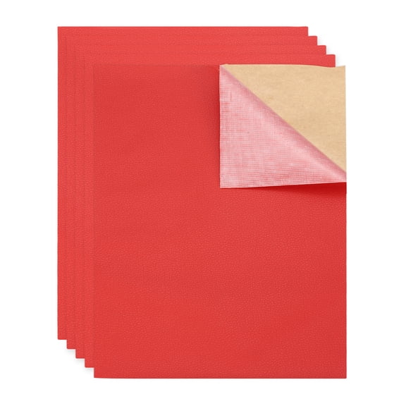 5 Pcs Leather Repair Patch 10"x12" Self-Adhesive Leather Vinyl Repair Tape Kit for Furniture Couches Sofa Chair Car Boat Seats Jackets, Red