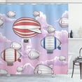 thumbnail image 1 of Steampunk Shower Curtain, Vintage Airships and Zeppelins Flying Traveling in the Cloudy Sky Doodle Image, Fabric Bathroom Set with Hooks, 69W X 84L Inches Extra Long, Multicolor, by Ambesonne, 1 of 3