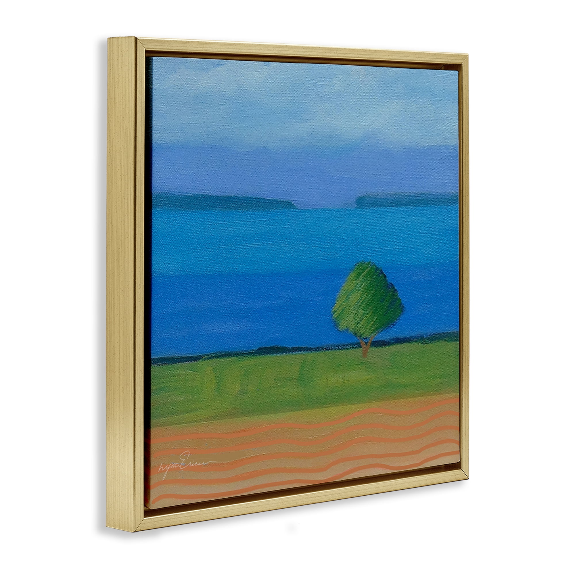 Stupell Industries Lone Tree at Spring Cove Gold Framed Floater Canvas Wall Art, design by Lynn Ericson Fine Art
