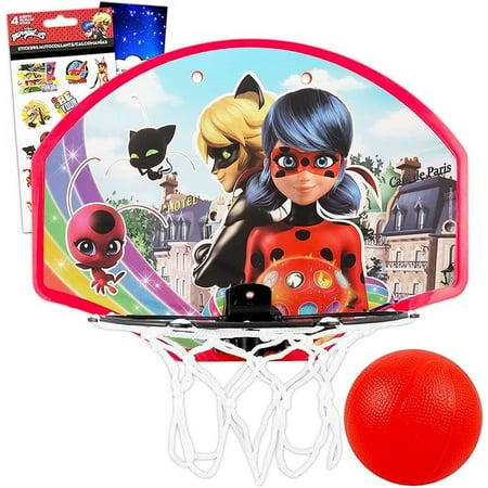 Zagtoon Miraculous Ladybug Toys Miraculous Ladybug Basketball Hoop for Toddlers Kids with Miraculous Ladybug Stickers and More (Miraculous Ladybug Playset)