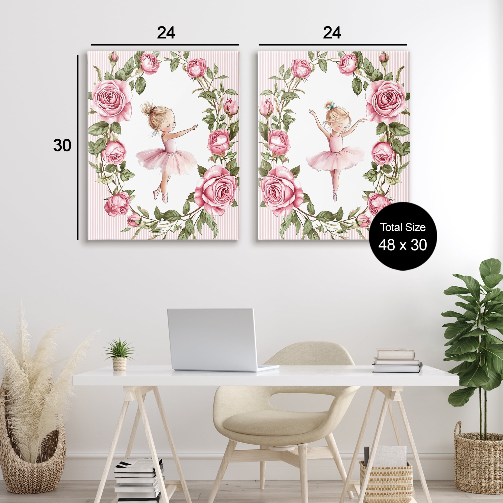 Stupell Industries Little Rose Dancers 2 Piece Canvas Wall Art Set, design by Christine Simpson Art