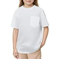 thumbnail image 1 of T-Shirts en Maille Unisexes pour Bébé et Tout-Petit, Manches Courtes, Col Rond, Couleur Unie, avec Poche, Taille 7-8T, 1 of 6