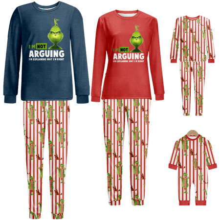 

Family Christmas Pajamas Christmas Grinch Printed Sizes Baby-Kids-Adult-Pet 2 Pieces Top and Pants Bodysuits Pajamas Sets