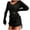Black, variant on GigrtiJin Sweater Dress for Women V Neck Long Sleeve Sexy Drawstring Hem Dress Casual Ribbed Knitting Cotton Dresses