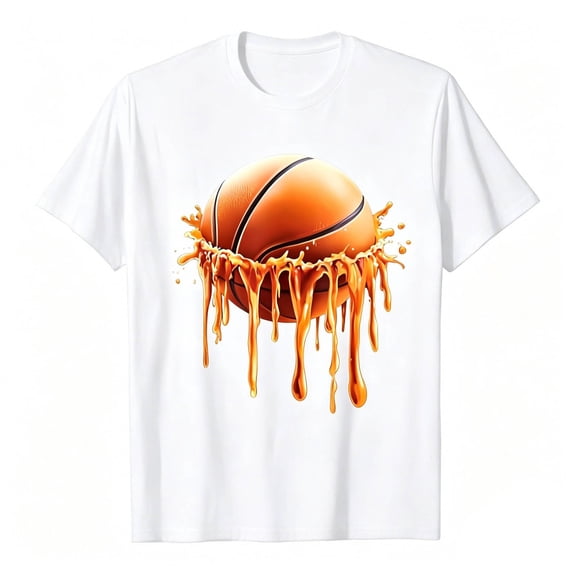 KHONTS Basketball Graphic T-Shirt Summer Short Sleeve Crew Neck Tops,Size 2-13 Years White 160