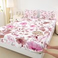 thumbnail image 3 of Homewish Girly Pink Floral Queen Sheet Sets for Kids, Rustic Plant Botanical Flat Sheet, Kawaii Butterfly Queen Fitted Sheet, Microfiber Bedroom Decor, 4-Piece, 3 of 7