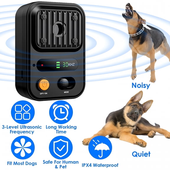 GJX Ultrasonic Anti-Barking Device, Auto Dog Bark Control Ipx4 Waterproof for Most Dogs, Black