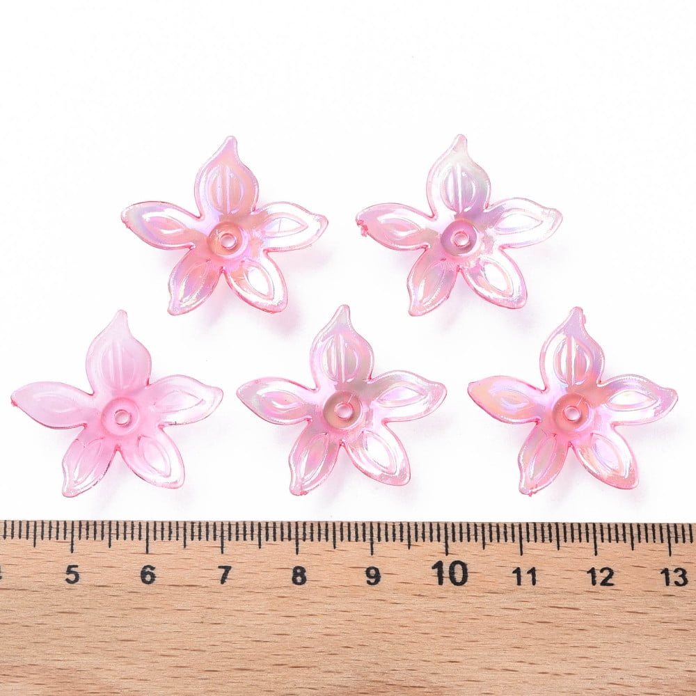 500gs Transparent Acrylic Beads AB color Flower Mixed color 25.5x28x6mm Hole: 1.8mm about 980pcs/500g