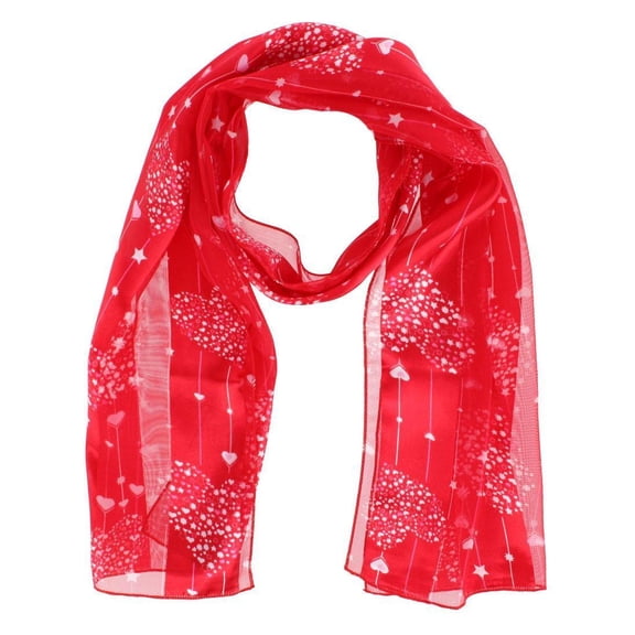 CTM Valentine's Day Heart and Stripe Print Holiday Lightweight Scarf (Women)