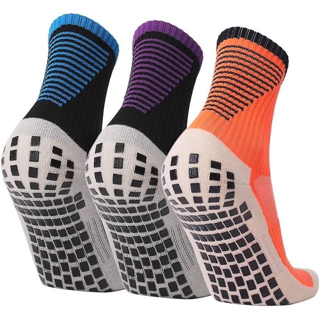 3 Pairs Non-slip Football Socks, Breathable Sports Socks Wear-resistant Sports Socks Non-slip Socks For Football, Basketball, Hockey, Sports