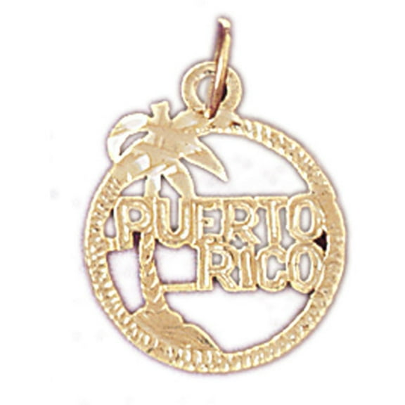14K Yellow Gold Puerto Rico Pendant - 20 mm