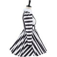 thumbnail image 4 of Betelgeuse Cloth Womens Movie Character Dress Black and White Vertical Stripe Dress Outfit, 4 of 7