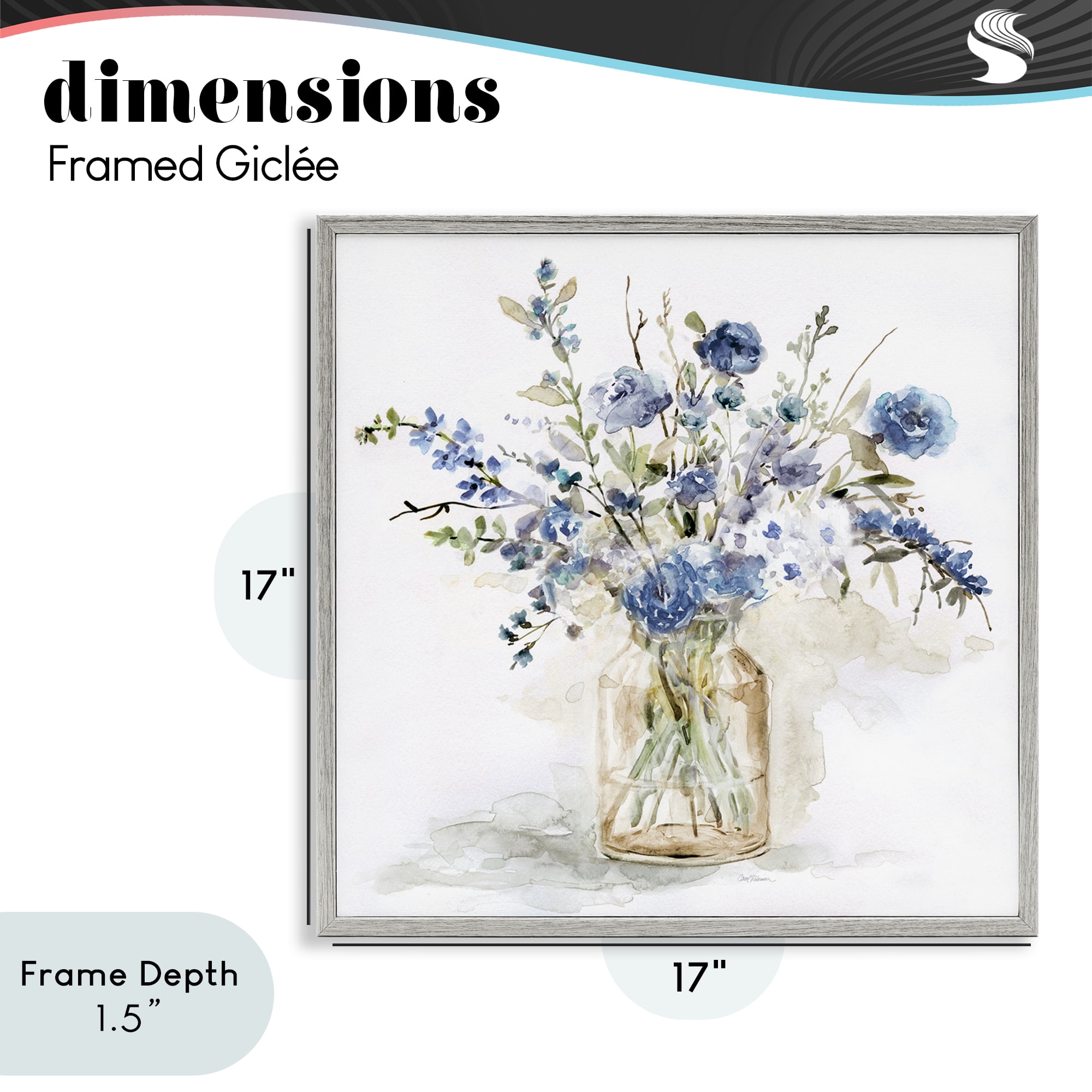 Stupell Industries Spring Floral Dollops Gray Framed Giclee Art, design by Carol Robinson
