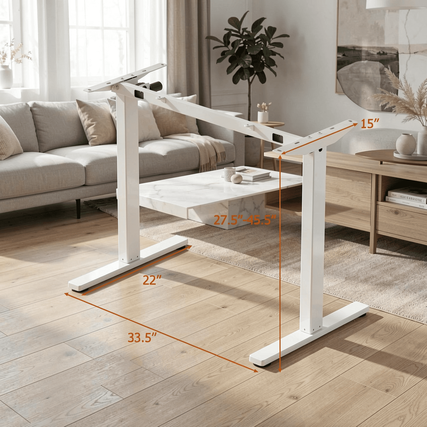 Furnibear Electric Standing Desk Frame Height Adjustable Computer Desk Base with LED Display, White