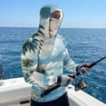 thumbnail image 5 of Men's UPF 50+ Sun Hoodie Long Sleeve Hooded Fishing Shirt Palm & Ocean Scenic Pullover Cooling Ice Silk Breathable Quick-Dry Moisture Wicking 4-Way Stretch for Commute Fishing Hiking Light Blue 2XL, 5 of 7