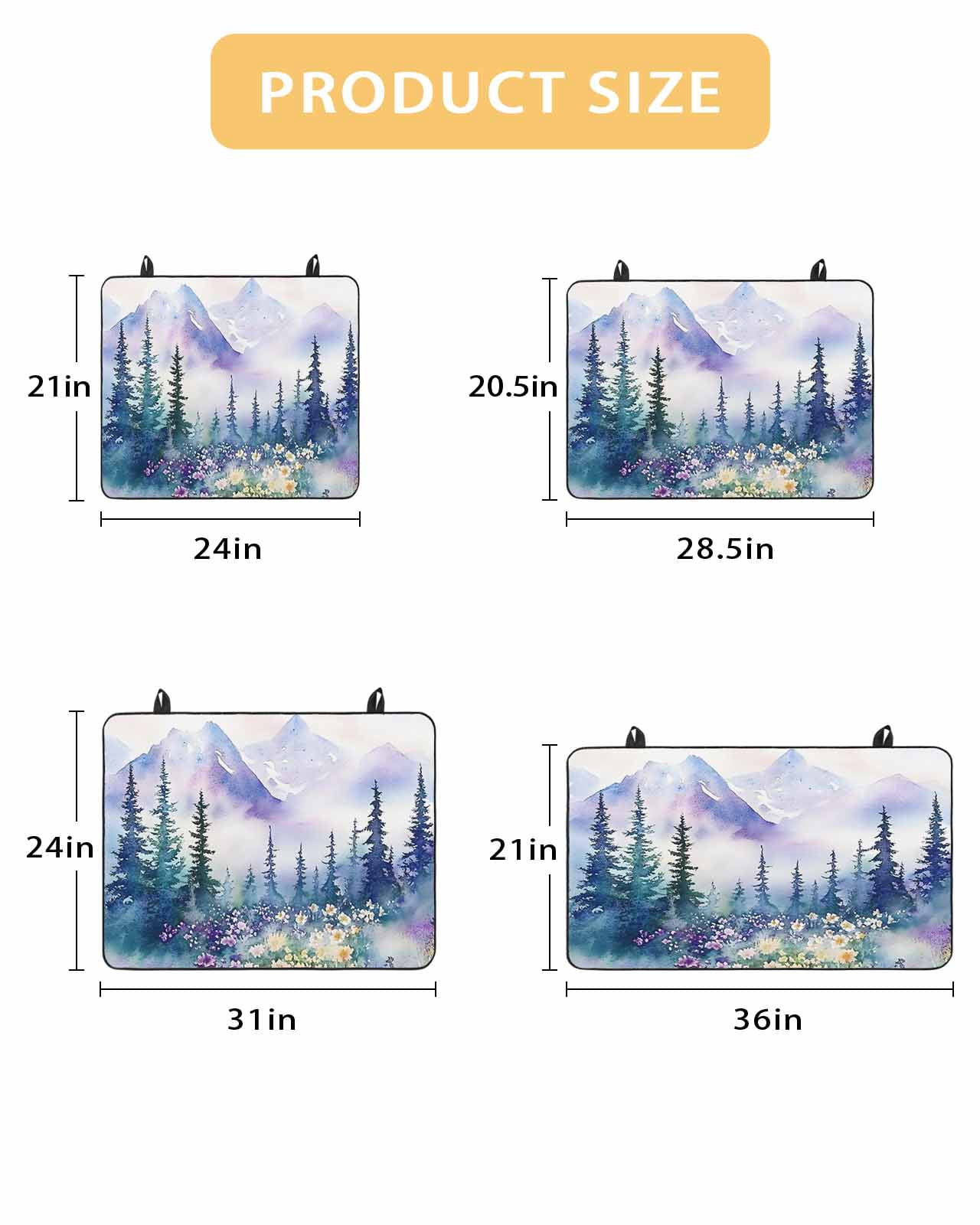 nqOlkjepod Large Induction Cooktop Protector Mat 24"x21", Green Purple Mountains Stove Top Covers for Electric Stove, Watercolor Forest Wildflower Stove Burner Cover Mats, Glass Top Stove Cover