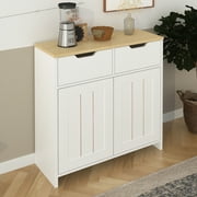 Pouseayar 18.70'' Wide Retro Wooden Storage Cabinet Kitchen Cupboard, White