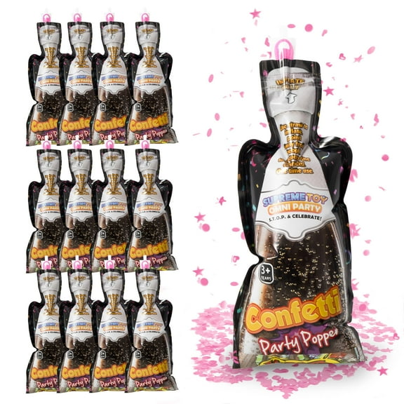 Windy City Novelties 12 Pack Inflatable Gender Reveal Handheld Confetti Popper - Pink