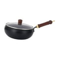 thumbnail image 4 of WeiLaiKeQi Wok Pan Iron Wok 11inch Cooking Pot Multipurpose with Wood Handle for Gas Flat Bottom Stir Fry Pan for Hotel Camping Kitchen, 4 of 9