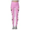 thumbnail image 3 of MKLEKYY Leggings de compresión para mujer Leggings para mujer Leggings de entrenamiento Pantalones con estampado navideño de bloques de color Leggings suaves y elásticos 3629, 3 of 4
