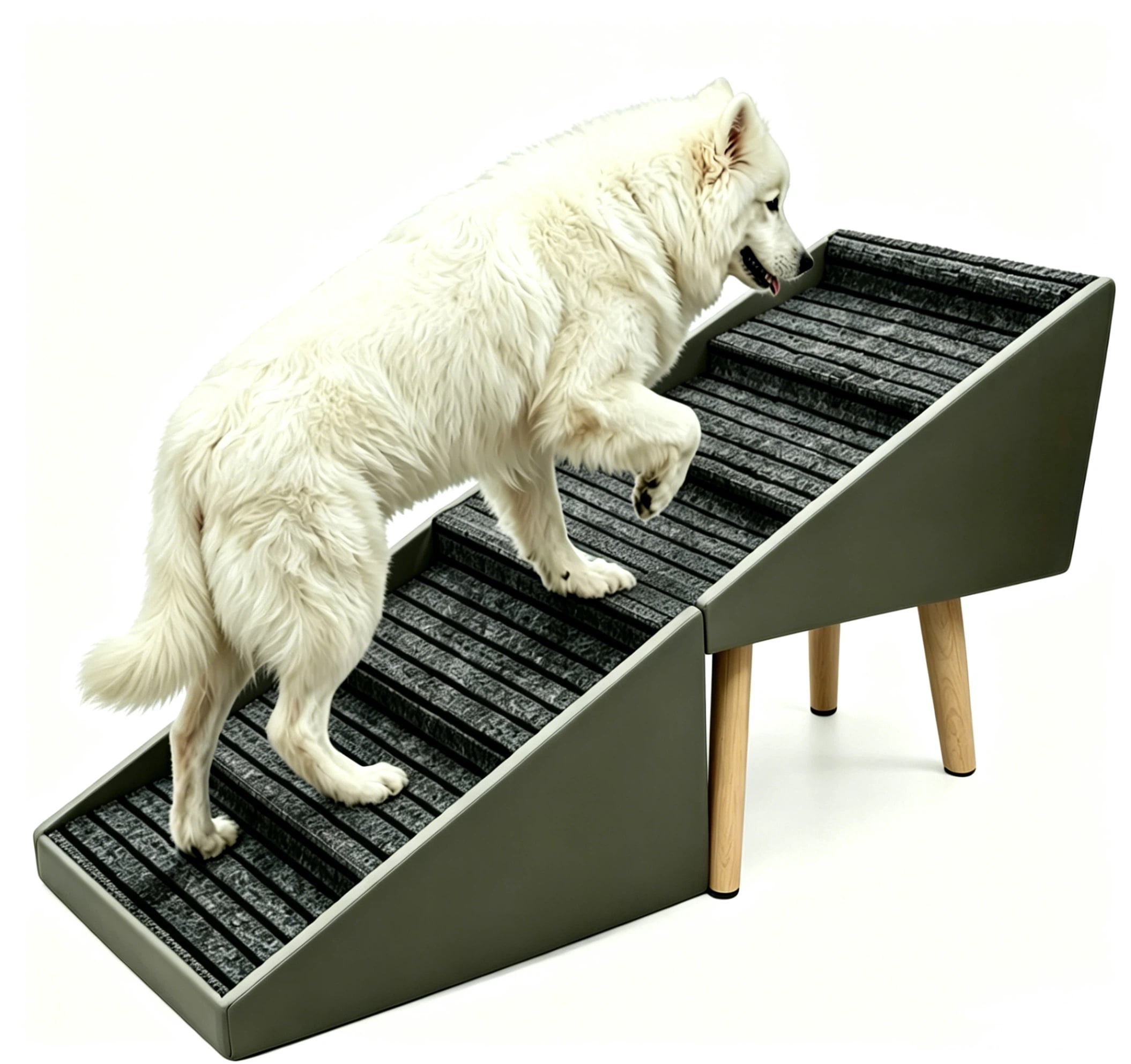 6-Step Extra Large Dog Stairs with 23.05" Height, Non-Slip Carpet Surface, 2-in-1 Foldable Footstool Design, Waterproof Scratch-Resistant Pet Steps for Large Dogs