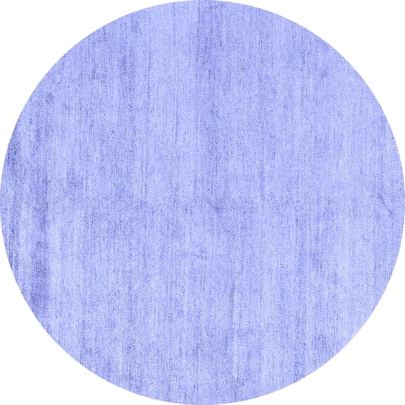 Ahgly Company Indoor Round Solid Blue Modern Area Rugs, 8' Round