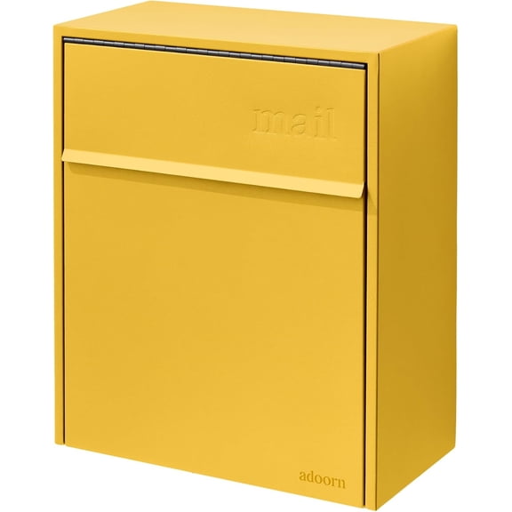 adoorn Wall Mount Mailbox - Large, Anti-Theft Locking Mailbox, Weatherproof Mailboxes for Outside The House, 18.5" H x 15" L x 7.5" D (Curb Yellow)