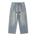 thumbnail image 4 of Boys' Pants Solid Print Elastic Wide Leg Denim Jeans Trousers Casual Wear 5-6 Years, 4 of 5