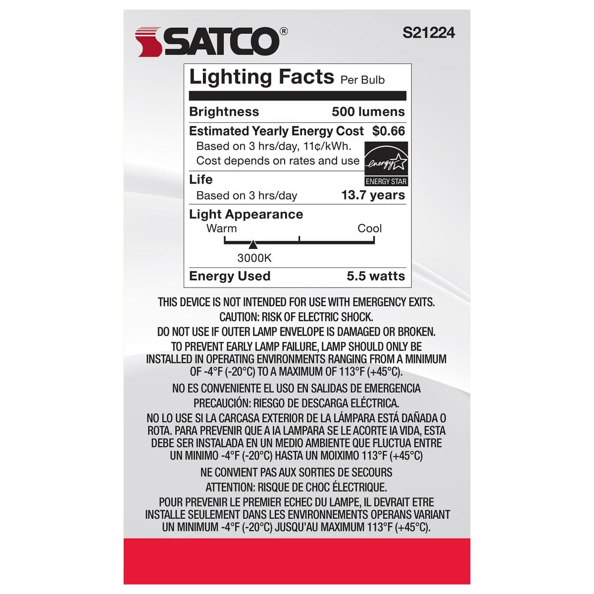 Satco S21224 G16.5 Globe LED Filament Light Bulbs 5.5W 120V 3000K 90+CRI E26 Medium Base Frosted Dimmable (6 Pack)