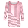thumbnail image 5 of DeHolifer 3/4 Length Sleeve Womens Tops Boho Floral Spring T-Shirt Solid Color Summer Tops Trendy Pleated Front Shirts Beach Top Pink XL, 5 of 5