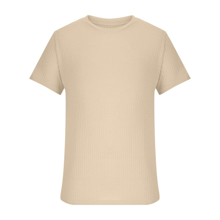 NoxwB Men's Summer Waffle Tee Slim Fit Short Sleeve Crew