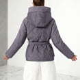 thumbnail image 4 of Winter Parka for Women Long Sleeve Thicken Zip Up Belted Hooded Outerwear with Pockets, 4 of 6