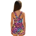 thumbnail image 2 of Uorisanigo Kids One Piece Swimsuit Girls Size 3-4 Polyester and Spandex Swimwear for Kids Girls Bathing Suit Skirted Beach Vacation, Rainbow Leopard, 2 of 6