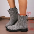 thumbnail image 3 of Mepaouo Womens Ankle Boots Square Toe Leopard Chelsea Slip on Booties Ladies Winter Combat Dress Boot, 3 of 8