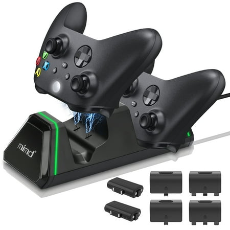 EEEkit Charging Station Fit for Xbox Series X/S, Xbox One/One S/X/Elite Controllers, Dual Controller Fast Charging Dock with 2x1400 mAh Rechargeable Battery Pack, Type-C Power Cable
