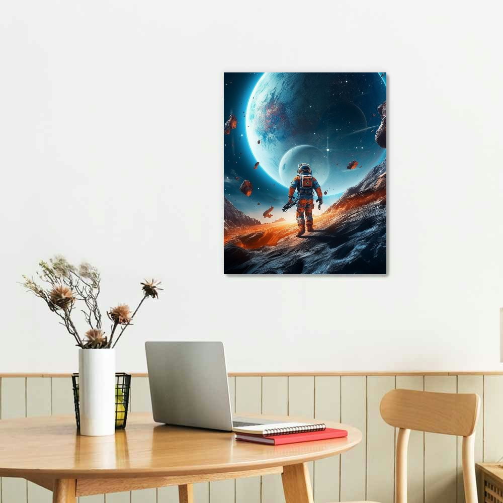 Starry Outer Space Art Print-Galaxy Planets Astronauts Space