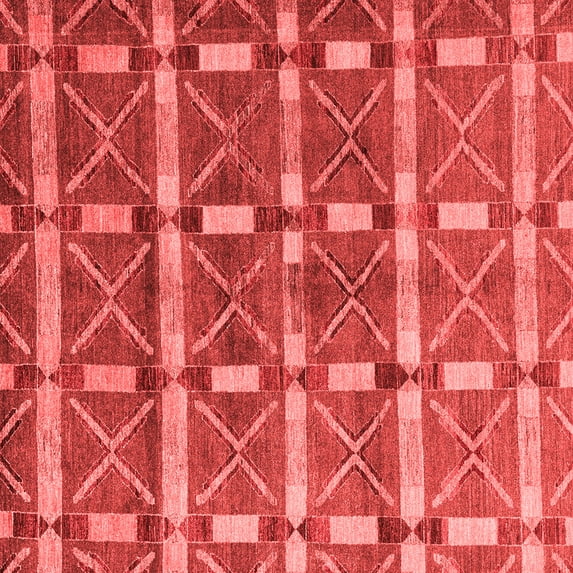 Ahgly Company Machine Washable Indoor Square Oriental Red Modern Area Rugs, 7' Square
