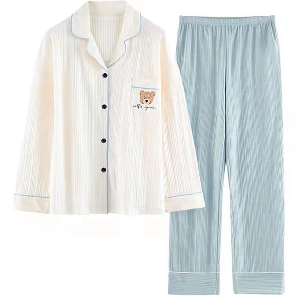 Conjunto De Pijama Con Cuello Vuelto, Conjunto De Pijama Para Mujer, Conjunto De Pijama Transpirable De 2 Piezas A La Moda, Conjunto De Ropa De Dormir Holgado Con Bolsillo Para ANGGREK FF1711