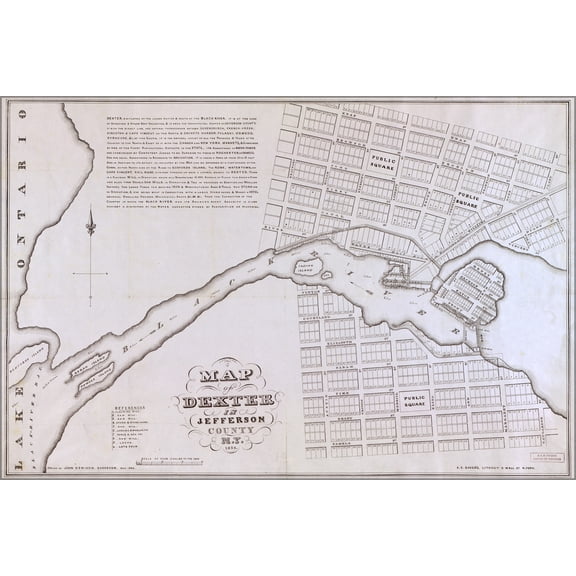 24"x36" Gallery Poster, Map of Dexter New york State 1836