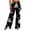 Black, variant on Womens Pants Cute Ghost Clouds Print Wide Leg Trousers, Black Drawstring Lounge Pants with Hearts & Stars, Sleepwear